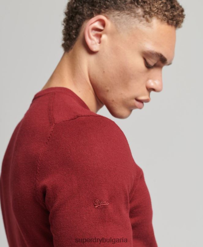 Superdry облекло N00H1237 червен мъже кашмирен пуловер от органичен памук