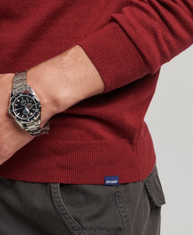 Superdry облекло N00H1237 червен мъже кашмирен пуловер от органичен памук