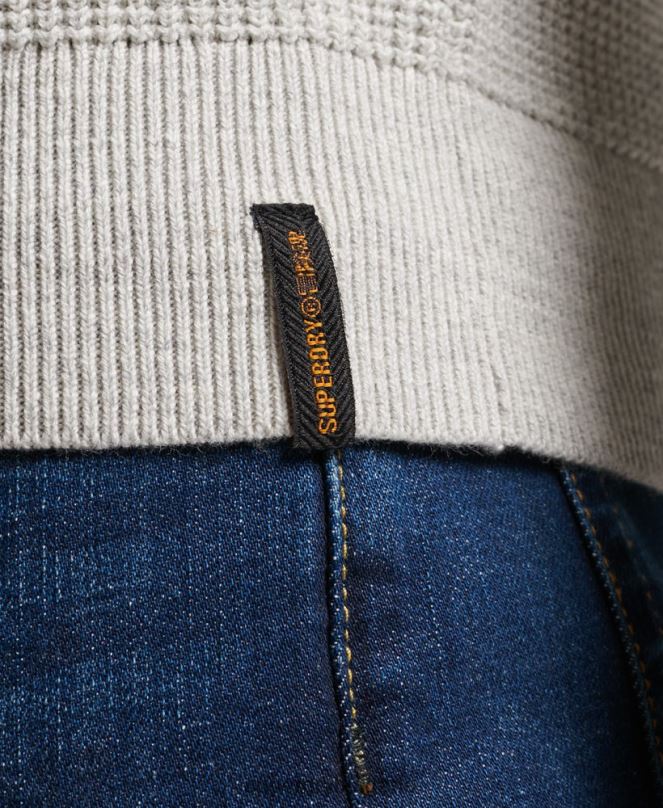 Superdry облекло N00H1238 сиво мъже ретро текстуриран трикотажен пуловер
