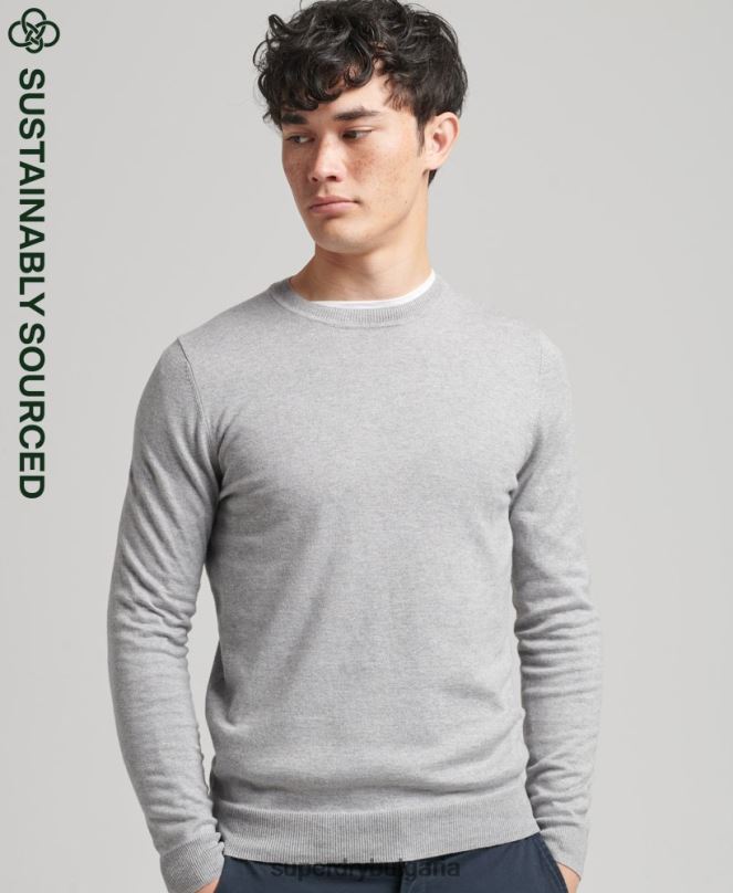 Superdry облекло N00H1240 сиво мъже кашмирен пуловер от органичен памук