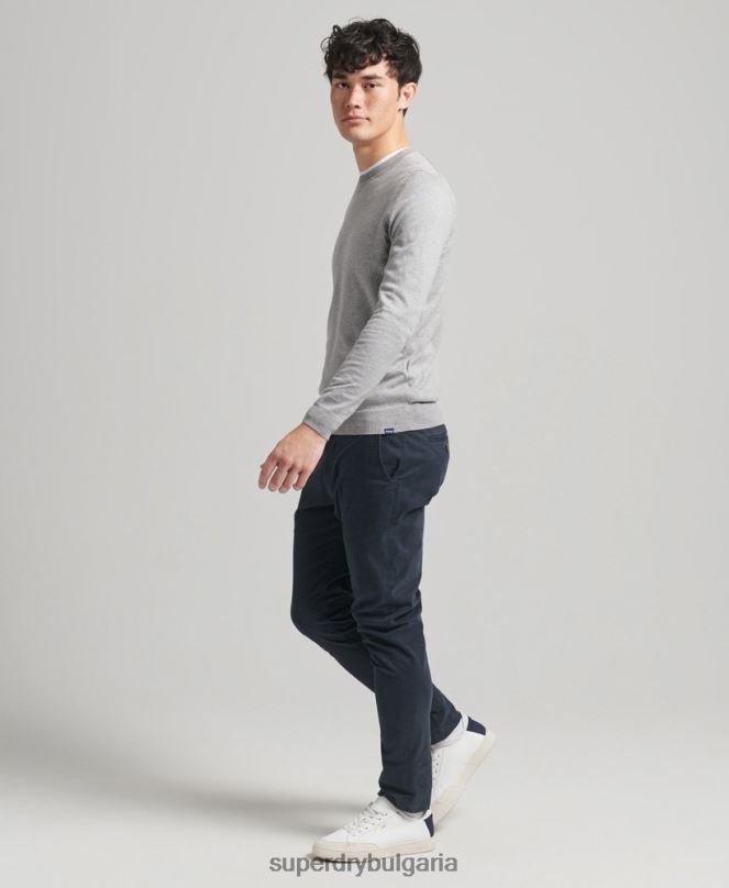 Superdry облекло N00H1240 сиво мъже кашмирен пуловер от органичен памук