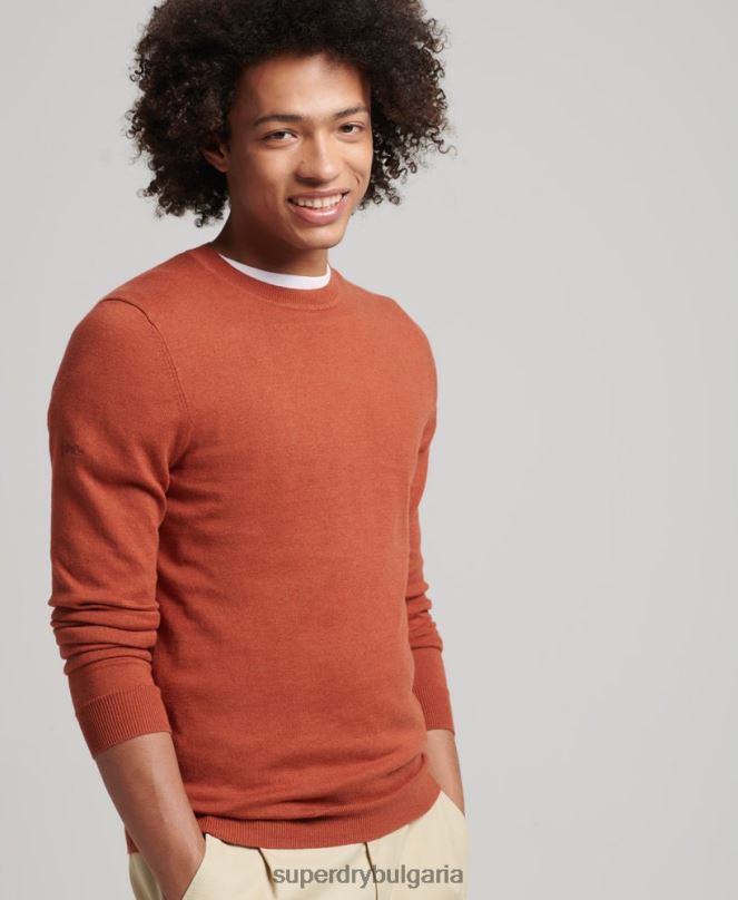 Superdry облекло N00H1243 оранжево мъже кашмирен пуловер от органичен памук
