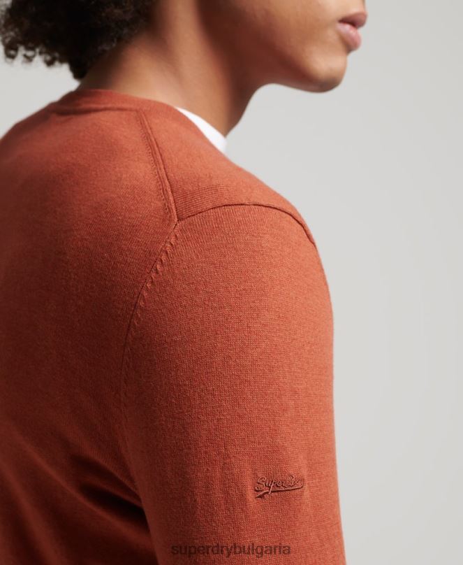 Superdry облекло N00H1243 оранжево мъже кашмирен пуловер от органичен памук