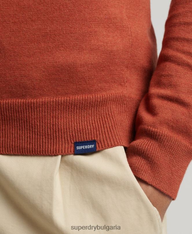 Superdry облекло N00H1243 оранжево мъже кашмирен пуловер от органичен памук