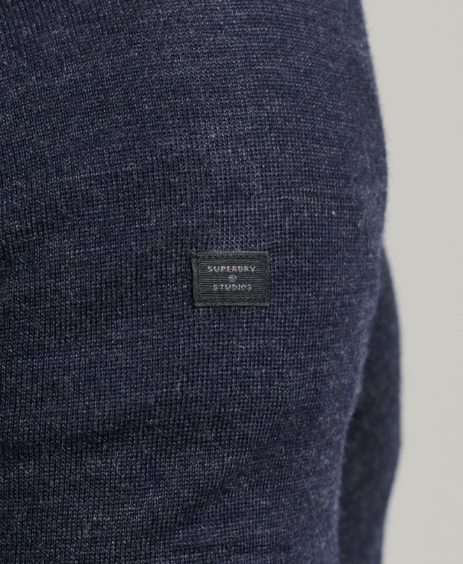 Superdry облекло N00H1246 военноморски флот мъже мериносов пуловер с v-образно деколте