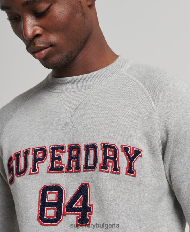 Superdry облекло N00H1248 сиво мъже университетски джъмпер