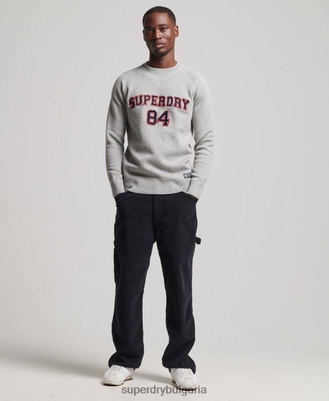 Superdry облекло N00H1248 сиво мъже университетски джъмпер