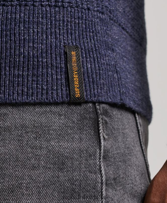Superdry облекло N00H1249 военноморски флот мъже ретро текстуриран трикотажен пуловер