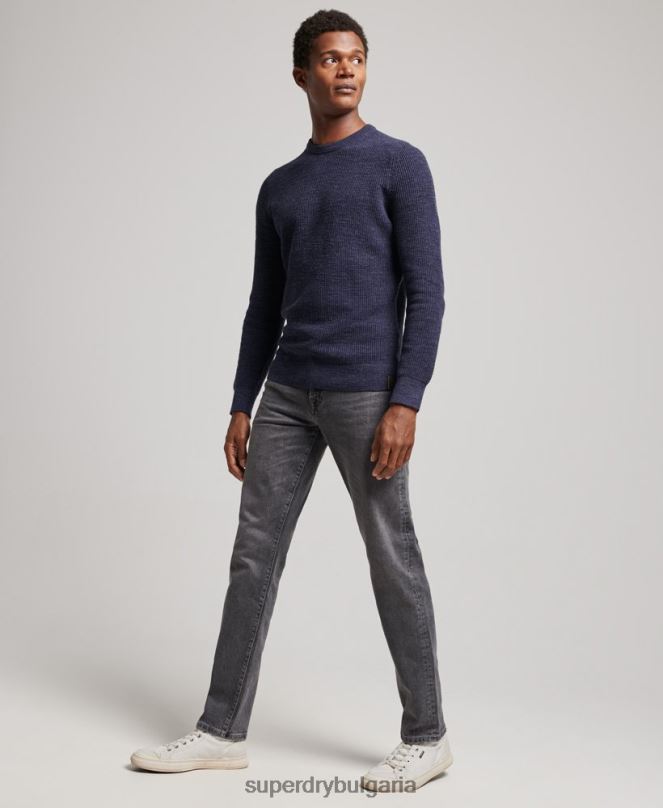 Superdry облекло N00H1249 военноморски флот мъже ретро текстуриран трикотажен пуловер