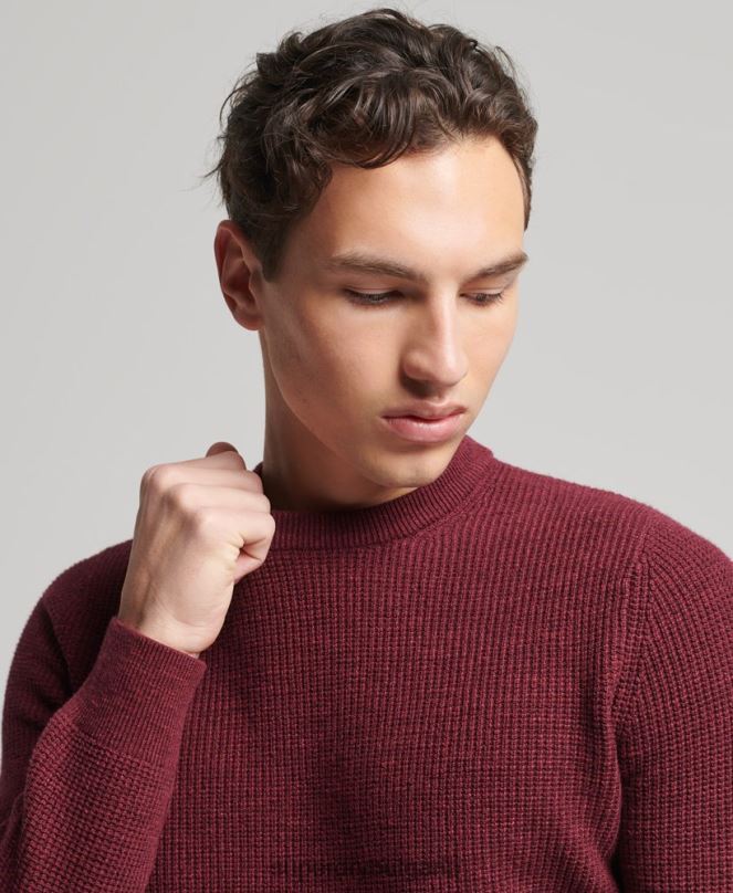 Superdry облекло N00H1251 червен мъже ретро текстуриран трикотажен пуловер