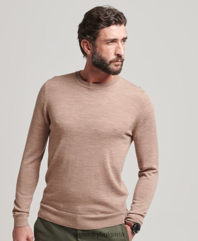 Superdry облекло N00H1254 черен мъже мериносов пуловер с кръгла яка