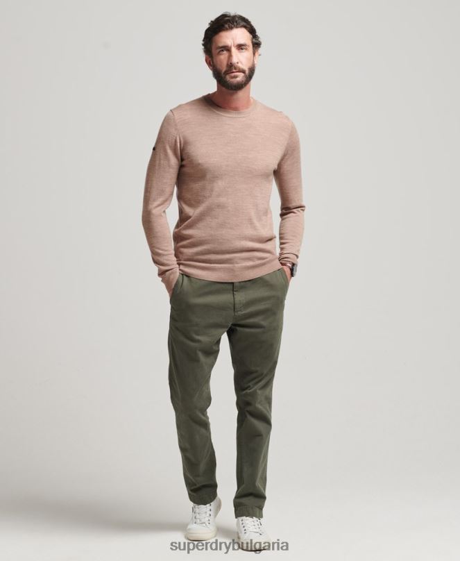Superdry облекло N00H1254 черен мъже мериносов пуловер с кръгла яка