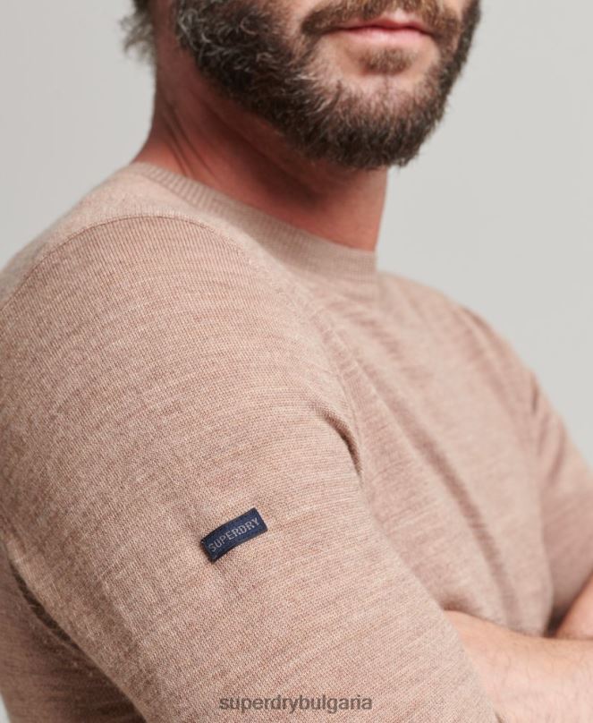 Superdry облекло N00H1254 черен мъже мериносов пуловер с кръгла яка