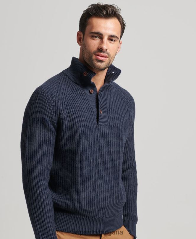 Superdry облекло N00H1255 военноморски флот мъже хенли джъмпер