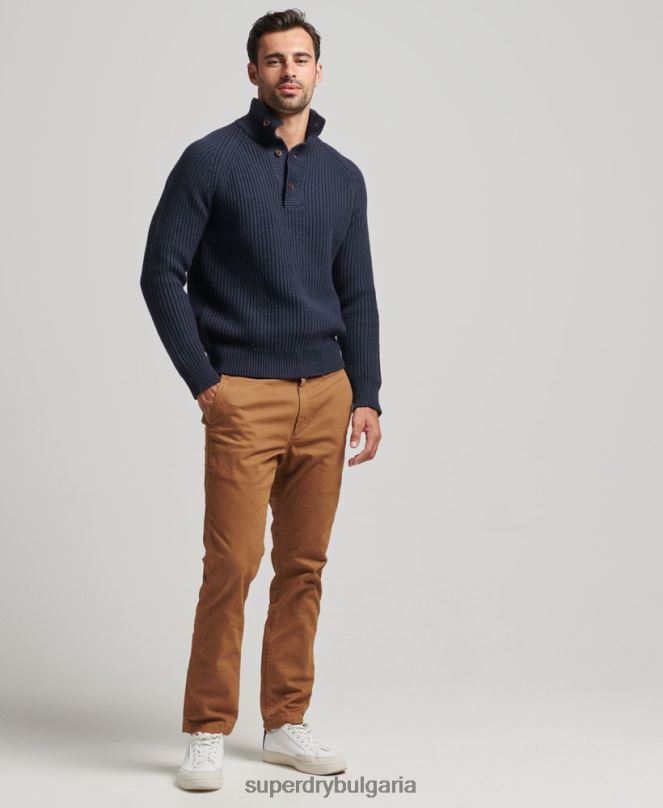 Superdry облекло N00H1255 военноморски флот мъже хенли джъмпер