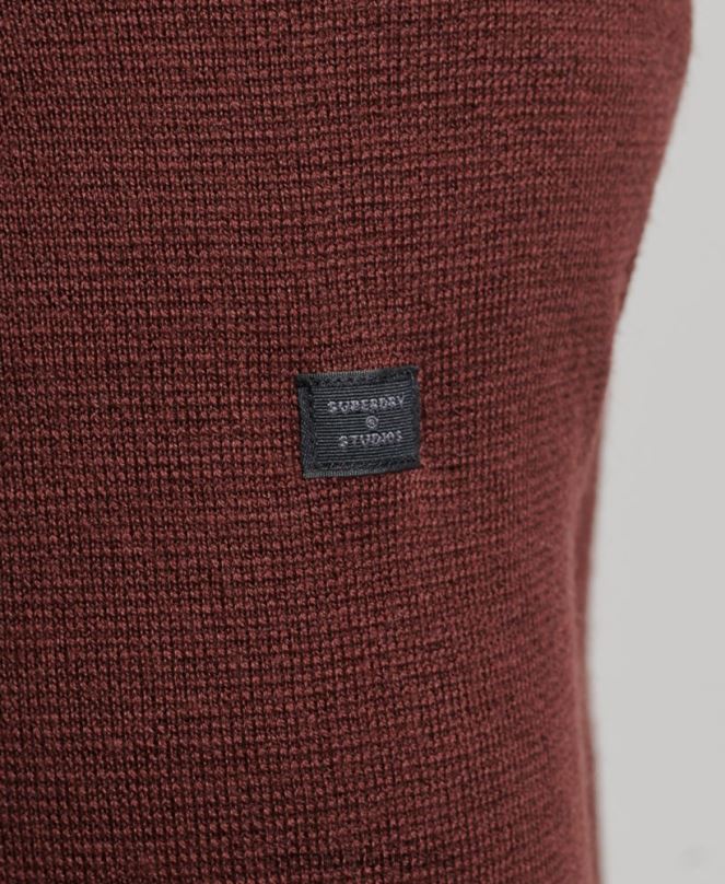 Superdry облекло N00H1256 кафяво мъже плетена жилетка с мериносов цип
