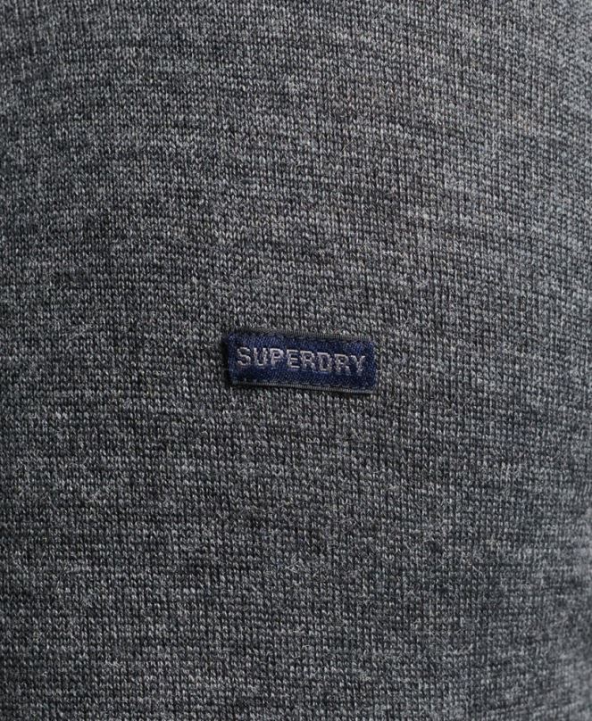 Superdry облекло N00H1257 тъмно сив мъже мериносов пуловер с кръгла яка