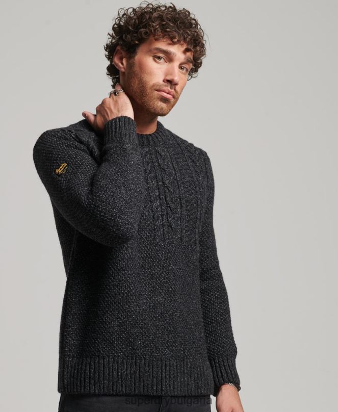 Superdry облекло N00H1259 черен мъже jacob crew jumper