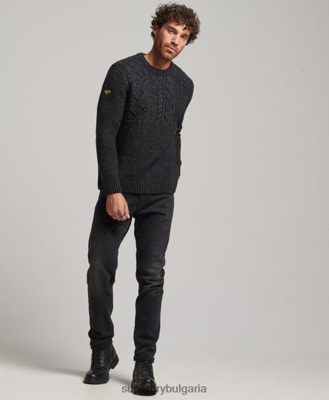 Superdry облекло N00H1259 черен мъже jacob crew jumper