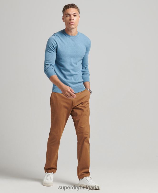 Superdry облекло N00H1261 син мъже кашмирен пуловер от органичен памук