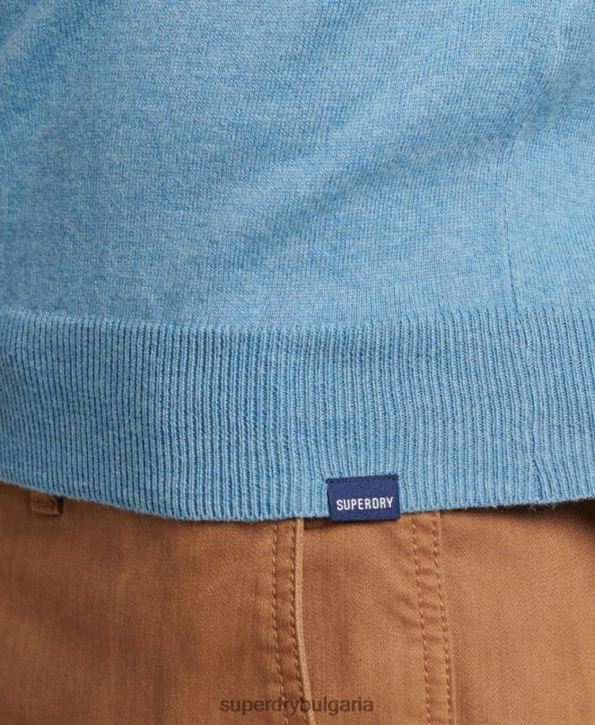 Superdry облекло N00H1261 син мъже кашмирен пуловер от органичен памук