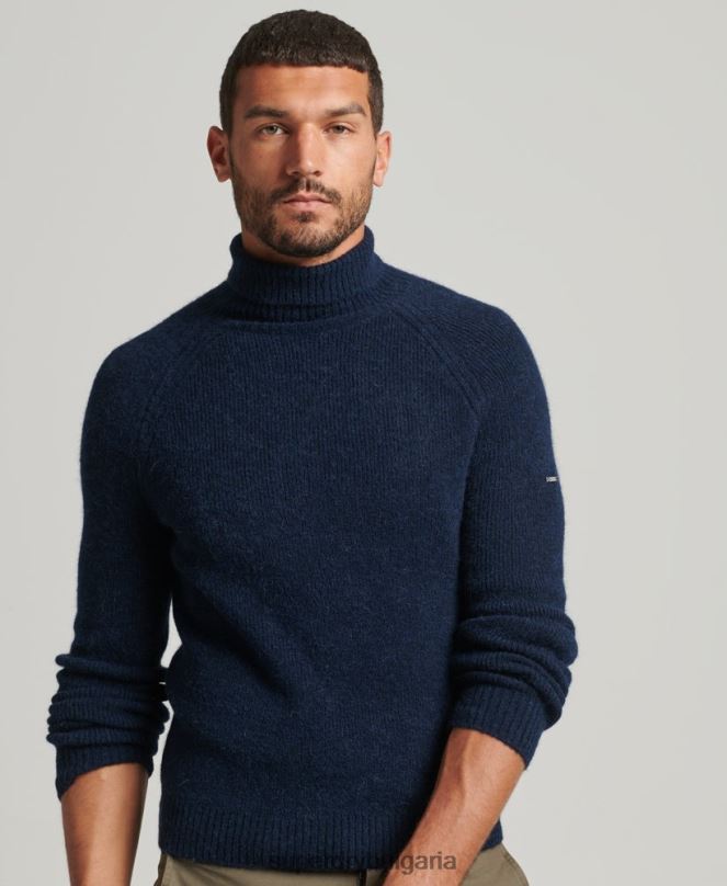 Superdry облекло N00H1262 военноморски флот мъже пуловер с буци от алпака