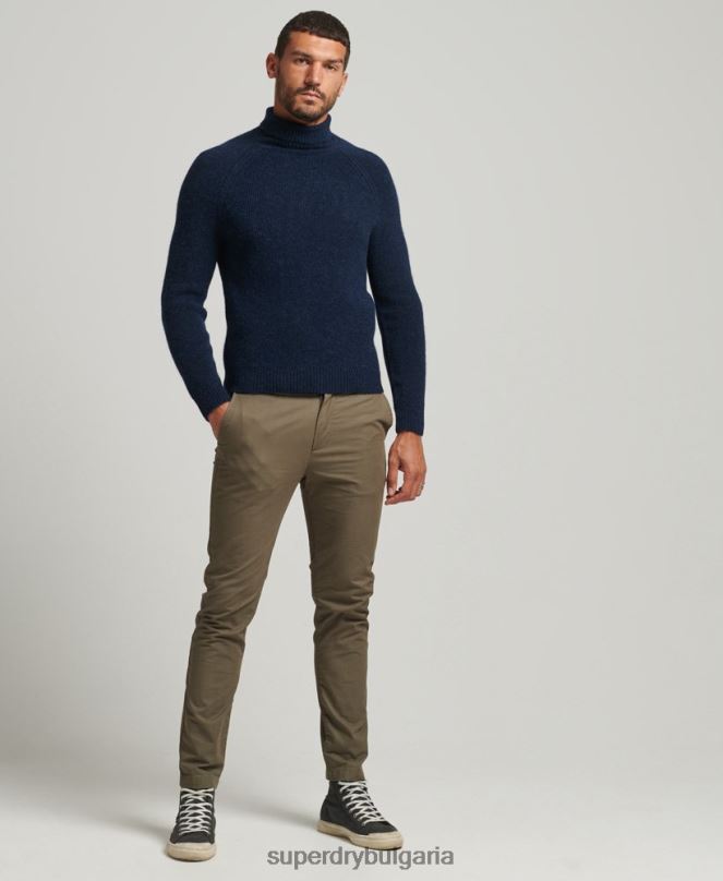 Superdry облекло N00H1262 военноморски флот мъже пуловер с буци от алпака