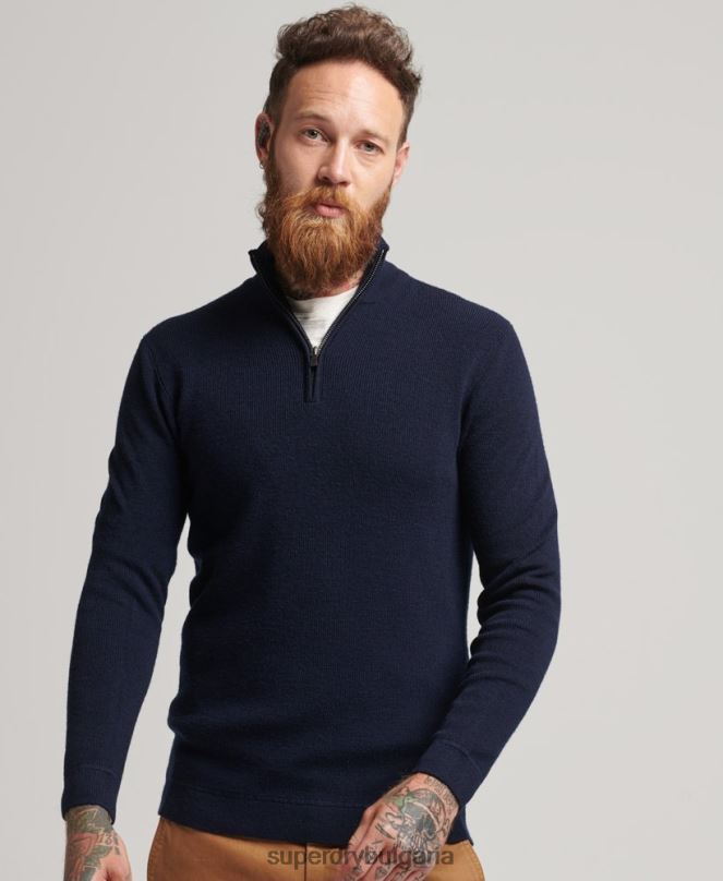 Superdry облекло N00H1266 военноморски флот мъже studios merino henley jumper