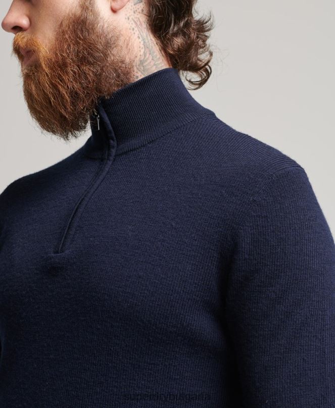 Superdry облекло N00H1266 военноморски флот мъже studios merino henley jumper