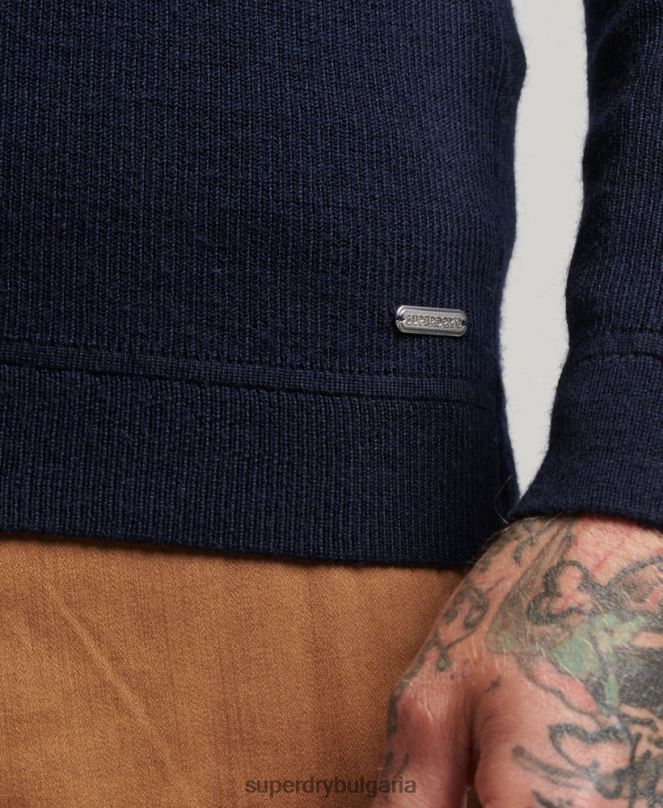 Superdry облекло N00H1266 военноморски флот мъже studios merino henley jumper