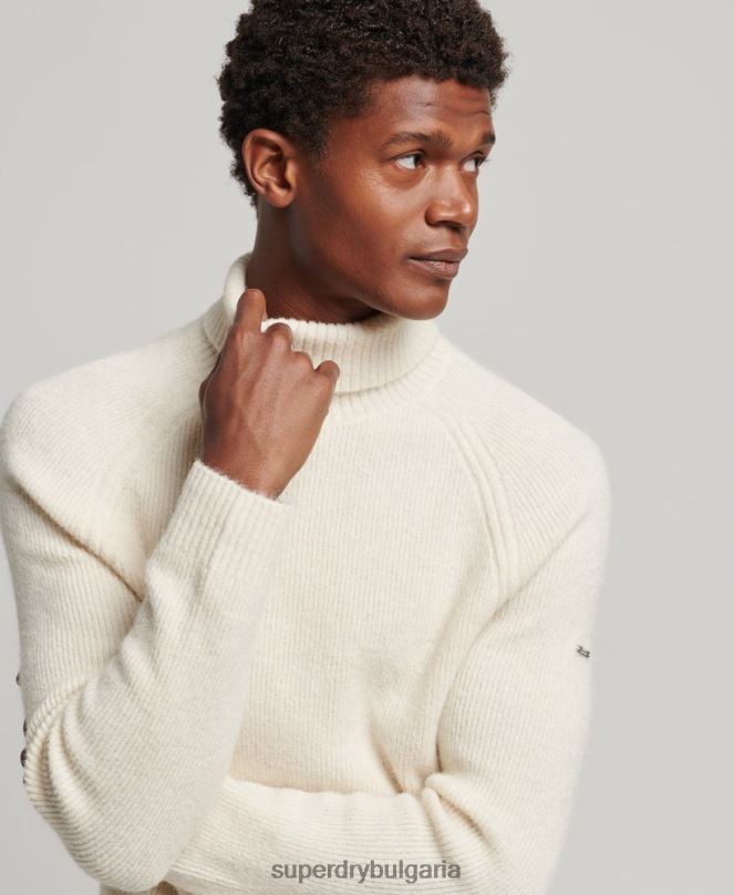 Superdry облекло N00H1267 бяло мъже пуловер с буци от алпака