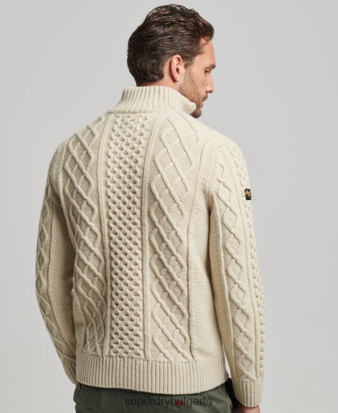 Superdry облекло N00H1268 сметана мъже реколта jacob henley джъмпър