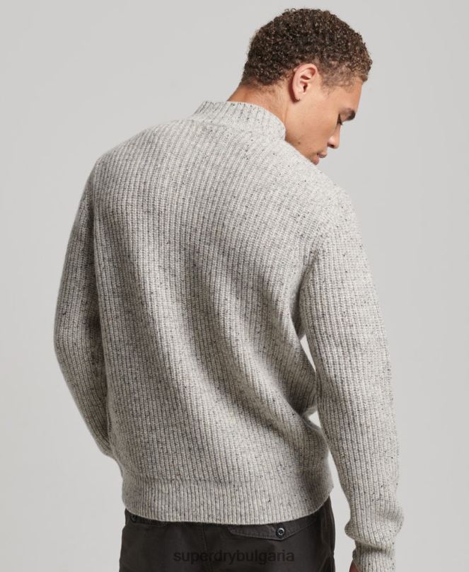 Superdry облекло N00H1270 сиво мъже джемпер от вълнена смес от туид