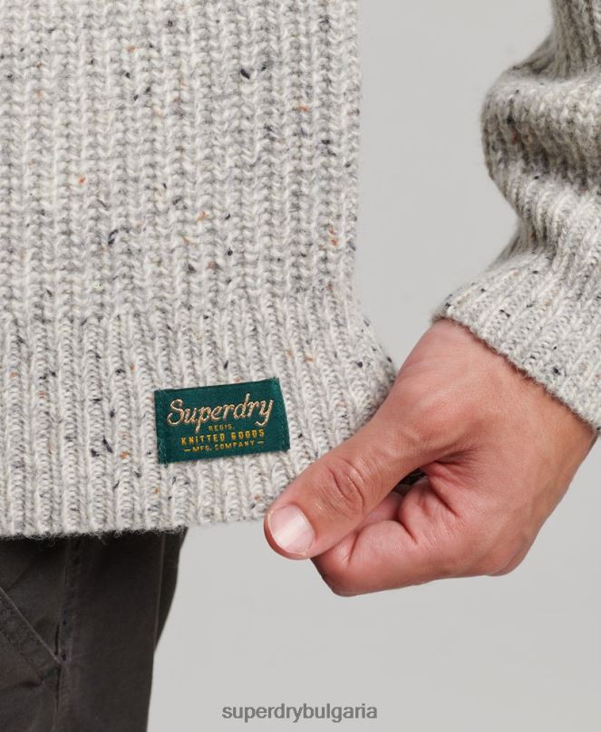 Superdry облекло N00H1270 сиво мъже джемпер от вълнена смес от туид