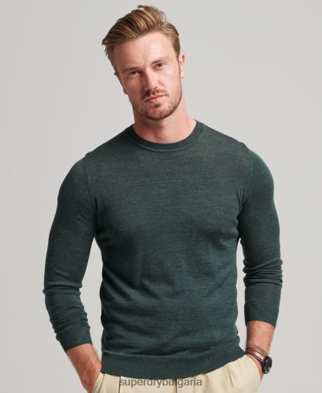 Superdry облекло N00H1271 тъмно сив мъже мериносов пуловер с кръгла яка