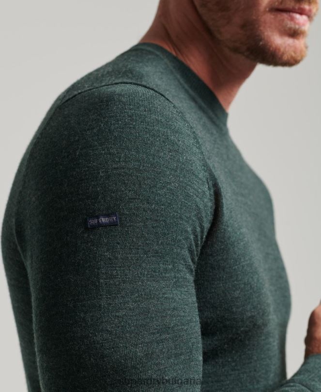 Superdry облекло N00H1271 тъмно сив мъже мериносов пуловер с кръгла яка