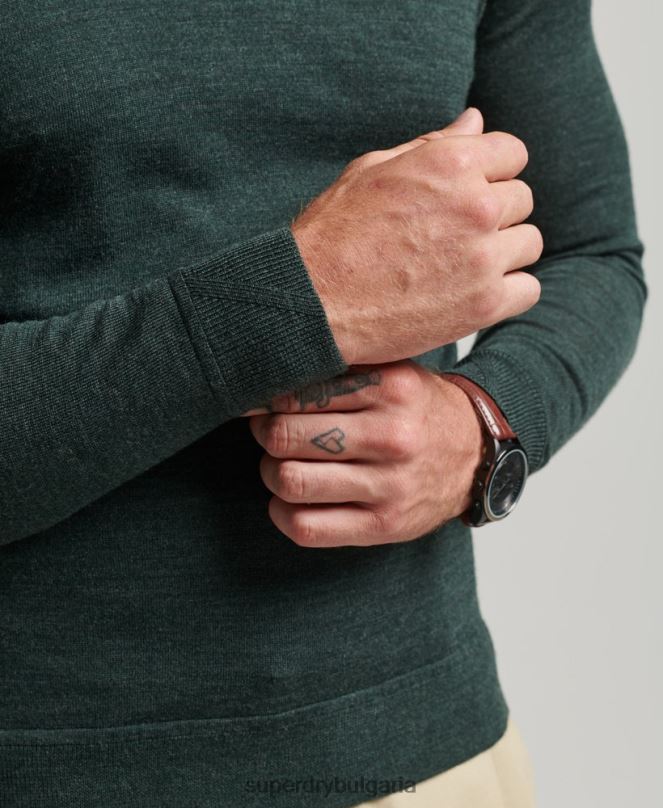 Superdry облекло N00H1271 тъмно сив мъже мериносов пуловер с кръгла яка