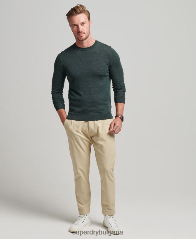 Superdry облекло N00H1271 тъмно сив мъже мериносов пуловер с кръгла яка