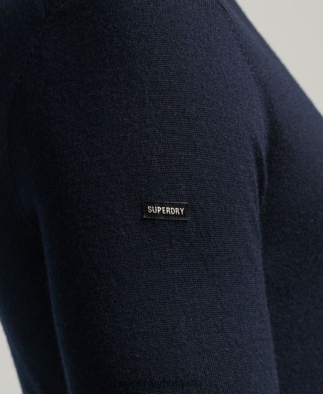 Superdry облекло N00H1274 военноморски флот мъже мериносов пуловер с деколте studios