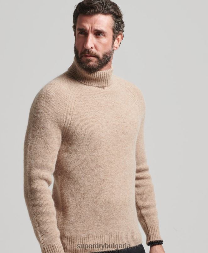Superdry облекло N00H1276 сиво мъже пуловер с буци от алпака