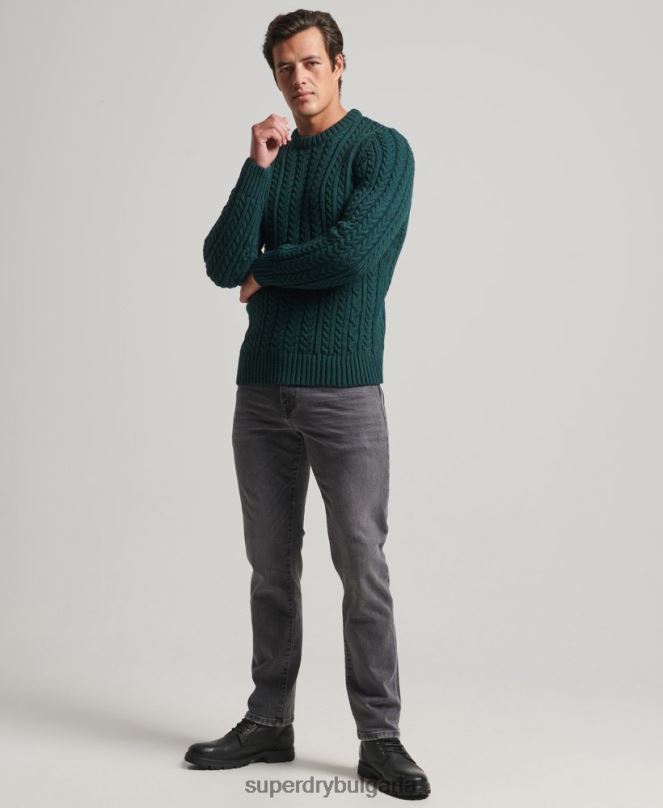 Superdry облекло N00H1280 зелено мъже jacob crew jumper