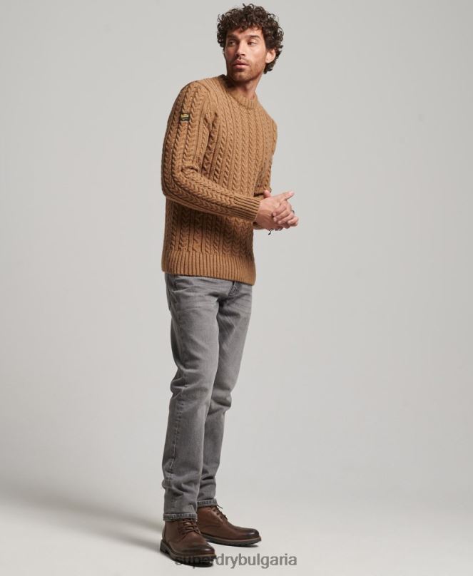 Superdry облекло N00H1283 кафяво мъже jacob crew jumper