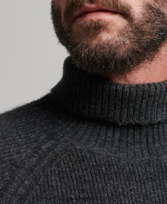Superdry облекло N00H1289 тъмно сив мъже пуловер с буци от алпака