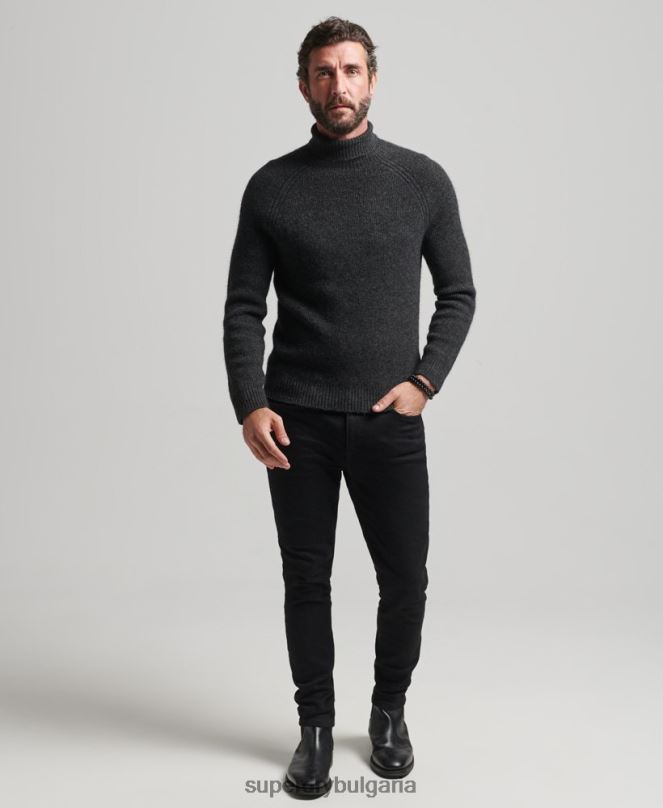 Superdry облекло N00H1289 тъмно сив мъже пуловер с буци от алпака