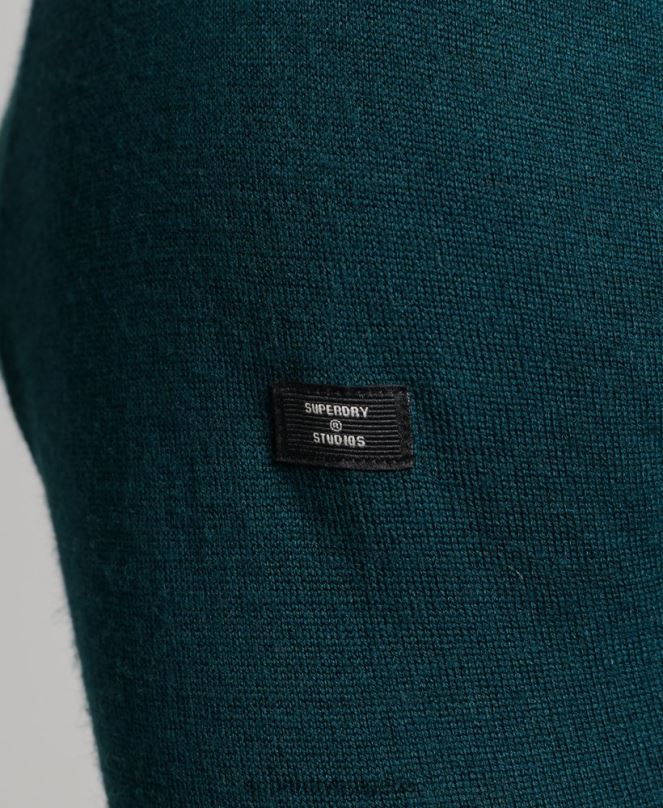 Superdry облекло N00H1291 зелено мъже мериносов пуловер с ролка