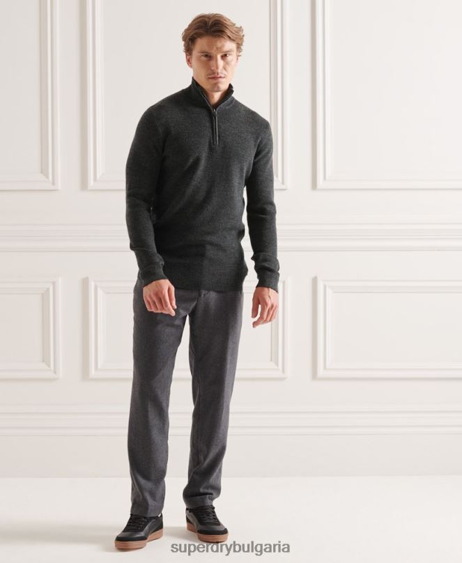 Superdry облекло N00H1293 тъмно сив мъже studios merino henley jumper