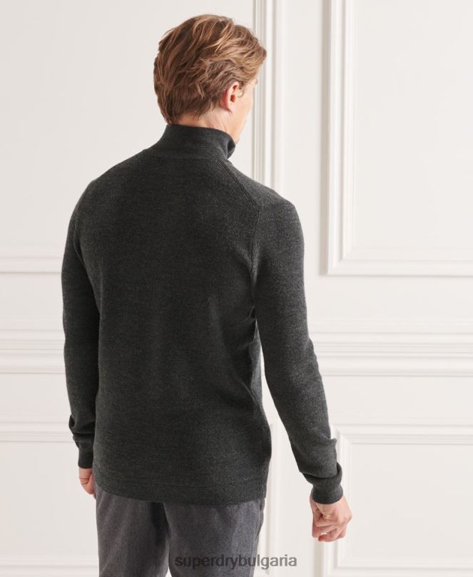 Superdry облекло N00H1293 тъмно сив мъже studios merino henley jumper