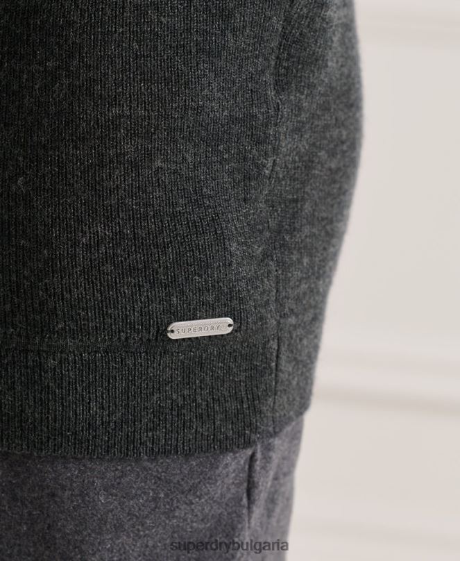 Superdry облекло N00H1293 тъмно сив мъже studios merino henley jumper