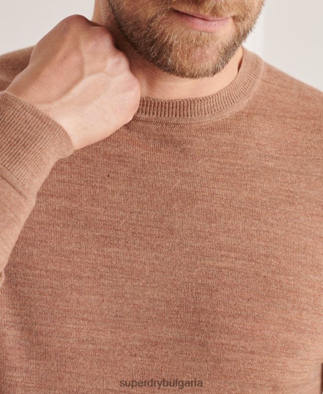Superdry облекло N00H1294 бежово мъже studios merino crew pupper