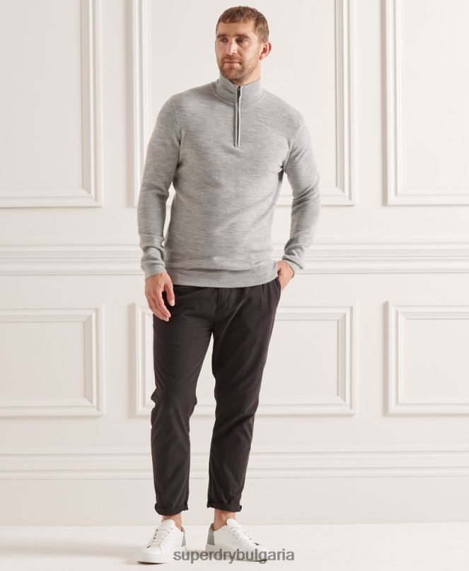 Superdry облекло N00H1295 сиво мъже studios merino henley jumper
